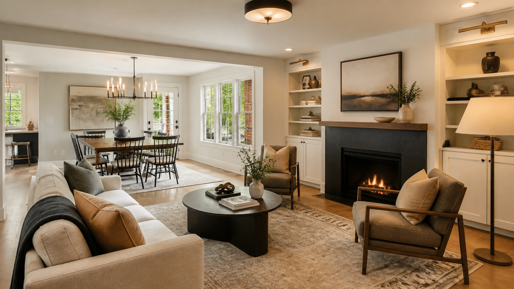 Renovated living and dining area for owner updates
